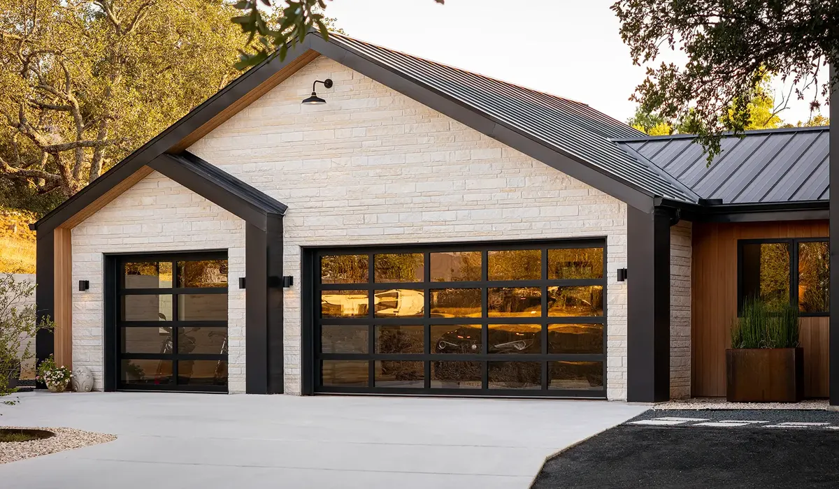 Bronze aluminum and glass garage door, Tampa