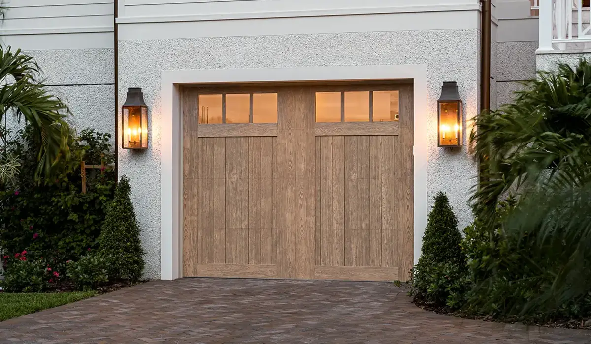 Carriage-house garage door on a craftsman home, South Tampa